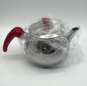 Destalya Dt2021 Turkish Stainless Steel Teapot Samovar Set Mini 1.2 Quart - Silver/red