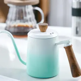 Jsq-0801-1 Drieamboat Tea Kettle Gooseneck Pour Over Coffee With Wooden 0.6 Quarts Green