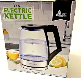 1100 Eco Chef 041979203016 Watt Electric Kettle W 360 Deg Base - Rapid Boil Auto Shut Off