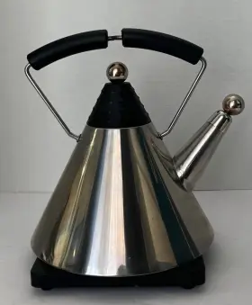 41006 Edelstahl Vtg Tea Kettle Postmodern Conical Stainless Steel Whistling Water