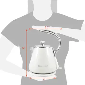 Elite Gourmet 313016454430 1.2 L White Cool-touch Stainless Steel Electric Kettle