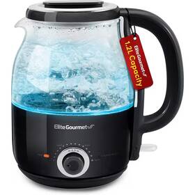 Elite Gourmet 445015283261 1.2l Adjustable Temperature Electeric Honeypot Glass Kettle With Keep Warm Blac