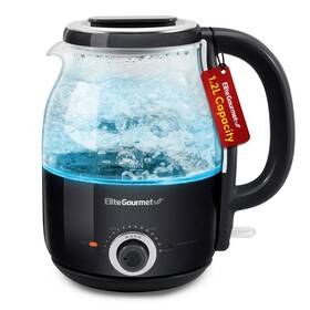 Elite Gourmet Ekt1220b 1.2l Electric Bpa-free 1200w Glass Kettle Temp. Dial -bk