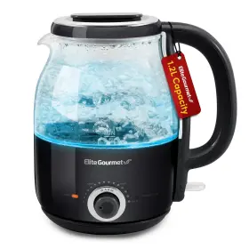 Ekt1220b Elite Gourmet 1.2l Electric Bpa-free 1200w Glass Kettle Temp. Dial -bk