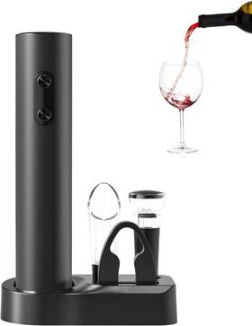 Elmway Vbgs-kb1-602301-black-set Battery Operated Electric Wine Opener Set By Base Black
