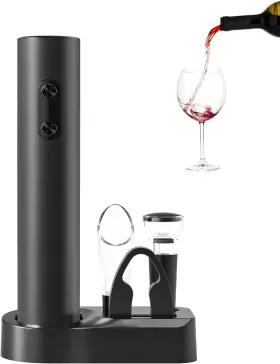 Vbgs-kb1-602301-black-set Elmway Battery Operated Electric Wine Opener Set By Base Black