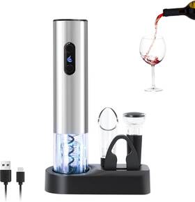 Elmway Vbgs-kp3p-372402 Electric Wine Opener Set By - Rechargeable Corkscrew Base Silver