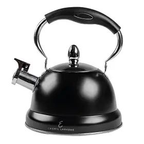 El1056-blkblk Emeril Lagasse 2.6 Quart/2.5 Liter Whistling Tea Kettle Stainless Steel Pot For Stove Top