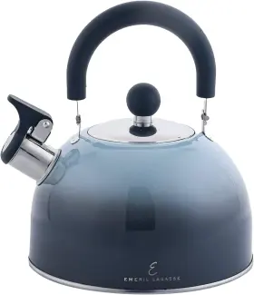 El1080-blkomb Emeril Lagasse 2.6 Quart/2.5 Liter Whistling Tea Quarts Black/teal