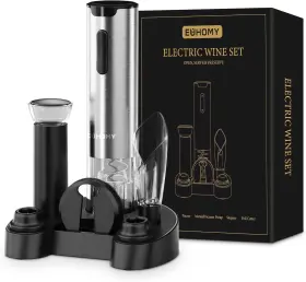 Wbo-3x Euhomy Electric Wine Opener With Charging Base Aerator Pourer Silver