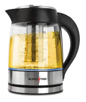 Ekg18tfbk Eurostar Glass Electric Kettle 1.8l With Tea Infuser