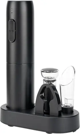 S-opener01 Exptolii Electric Wine Opener Set With Charging Base Rechargeable Usb Charging-black