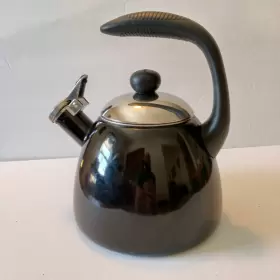72910 Faberware Farberware Bella Water Kettle Whistling Tea Pot Black Works For All Stovetops