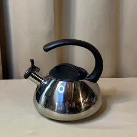 48283 Farberware Stainless Steel Whistling Tea Kettle 2.3 Quart Silver With Black New