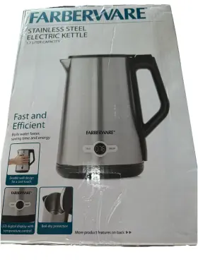 Fw1255100024405 Farberware 1.7 Liter Electric Kettle Double Wall Stainless Steel And Black