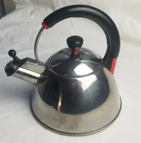 Qq08 Farberware Vintage Whistling Tea Kettle/ Pot Stainless Steel Euc
