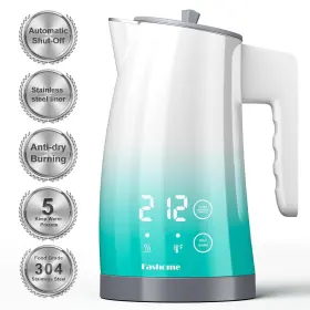 Kck02a-us Fashome Electric Kettle Temperature Control 304 Stainless Steel Interior Bpa-free
