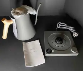 1210slgr90 Fellow Stagg Ekg Electric Tea Kettle Slate Grey With Maple Accents 0.9l