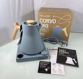 Fellow 840228808046 Corvo Ekg Pro Electric Water Tea Kettle Hazy Blue With Maple Wood Handle