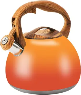 Foedo 744110341102 Tea Kettle Stovetop 3.2 Quart Stainless Steel Pots With Wood Grain Handle Food