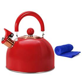 Foedo Pd-a38-2.5l-red Tea Kettle Whistling Stovetop 2.6 Quart Pots For Stove Top Fo