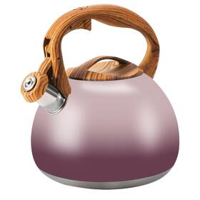 Foedo Pd-r02b-3l-purple Tea Kettle For Stove Top 3.2 Quart Whistling Pots With Wood Parttern H