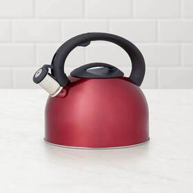 Food Network 190301 Red Stainless Steel Whistling Tea Kettle