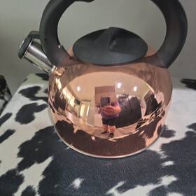 Food Network 190901 Copper And Stainless Steel Bottom 12cup Whistling Tea Kettle -
