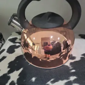 190901 Food Network Copper And Stainless Steel Bottom 12cup Whistling Tea Kettle -