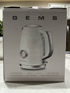 Gems Kess5402a-ul White Electric Tea Kettle Silver Accents 50 S Vintage Retro Design New