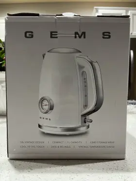 Kess5402a-ul Gems White Electric Tea Kettle Silver Accents 50 S Vintage Retro Design New