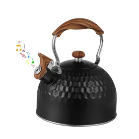 Ghj-tk02 Ghjetw Black Whistling Tea Kettle 2.5l Stainless Steel Stovetop Teapot