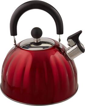 Gibson 91414.02 Mr. Coffee Twining 2.1 Quart Pumpkin Shaped Stainless Steel Whistling Tea Kettle
