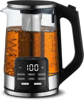 Gdk2365 Gourmia Electric Programmable Kettle 1.7l Glass Cordless Tea And Coffee