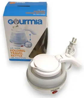 Gk320 Gourmia Travel Foldable Electric Kettle Dual Voltage - White