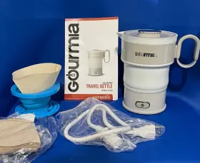 Gk348 Gourmia Collapsible Travel Electric Kettle With Pour Over Dripper Filters