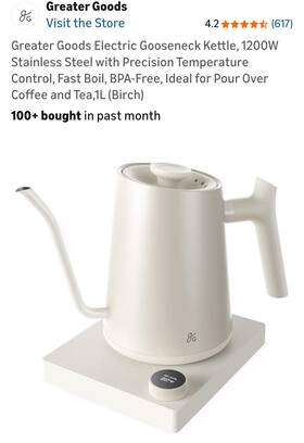 Greater Goods Gk0448 Electric Beige Gooseneck Kettle
