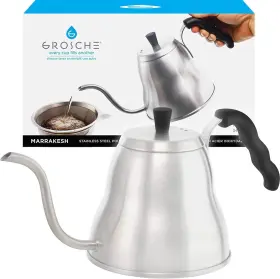 Grosche 682858075272 Marrakesh Gooseneck Kettle Stovetop Stainless Steel Pour Over Coffee Non -