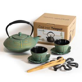 Guangheiron 717018727149 Cast Iron Teapot Set With 2 Tea Cups 7 Pcs Japanese Kettle Stainles