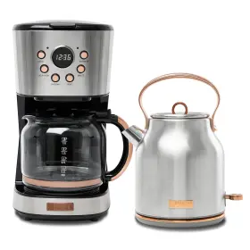 Haden 193802375824 Heritage 1.7 Liter Stainless Steel Electric Kettle Bundled With 12 Cup Drip C