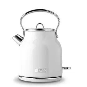 Haden 711181205251 Heritage 7-cup White Cordless Stainless Steel Retro Electric Kettle With Auto Sh