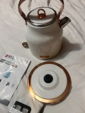 75089-haden-u-b Haden Heritage 1.7l Stainless Steel Retro Electric Kettle Ivory/copper New