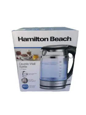 40850 Hamilton Beach Double Wall Kettle 1.7l Glass New Sealed