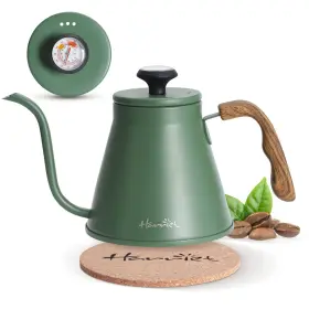 Hccm2022-gr Harriet Gooseneck Pour Over Kettle 37oz Stainless Steel With Thermometer And An
