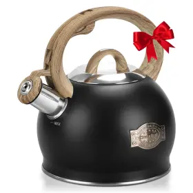 Kettles-2.1 Hauce Radio 092252415867 Tea Kettle Stovetop Black Quart Loud Whistle Teapot