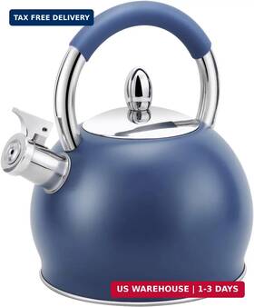Haus Roland 736961409056 Whistling Tea Kettle For Stove Top Stainless Steel Pot With Ergonomic Silico