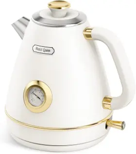 Hazel Quinn 850030680228 Retro Electric Kettle With Thermometer 1.7 Liters - Pearl White