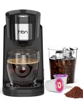 Hbn 810199741611 Single Serve Coffee Maker For K-cup And Ground 10 Ounces Black