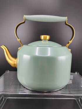 Hearth & Hand A-94688414 And Modern Green Gold Stovetop Tea Kettle With Lid