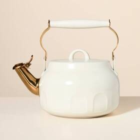 Hearth & Hand With Magnolia 89972617 2 Quart Stainless Steel Arch Cutout Teapot Cream - And